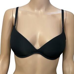 Pepper Zero G Wireless Push Up Tshirt Bra 36B Black Lightly Lined Plunge